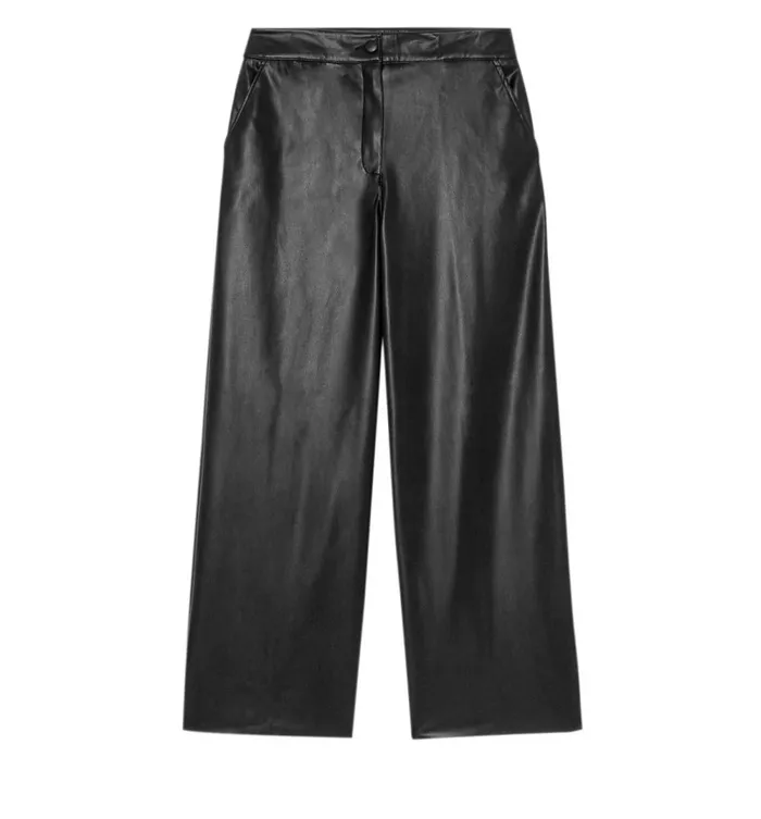 Women Wideleg Faux Leather Trousers 8211 Black Promod Trousers Women Wideleg Faux Leather Trousers 8211 Black Promod Trousers