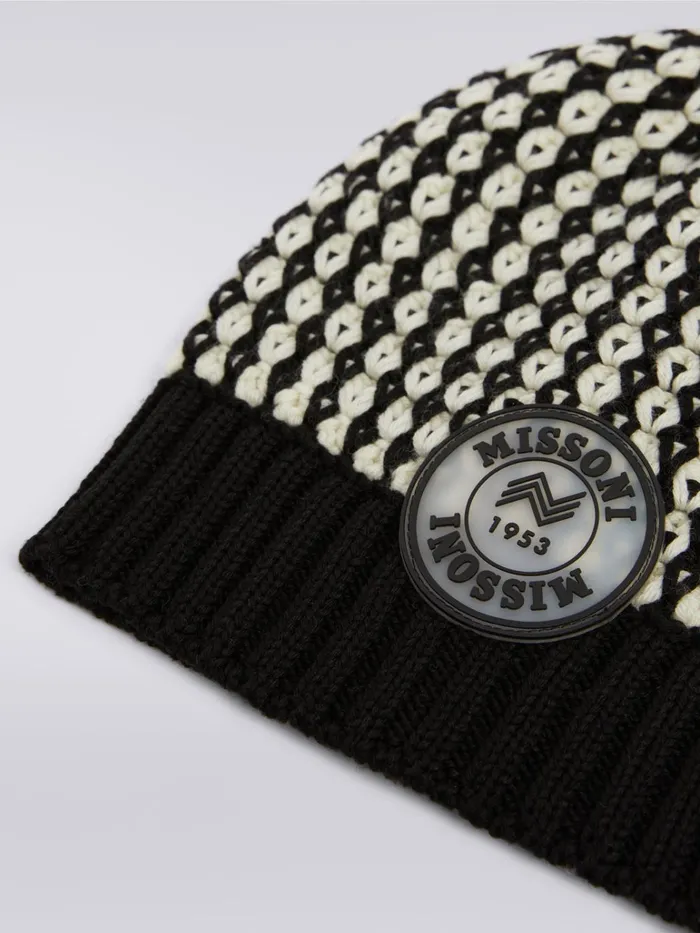 Women Wool Knit Hat With Logo Patch Multicoloured Missoni Hats Women Wool Knit Hat With Logo Patch Multicoloured Missoni Hats