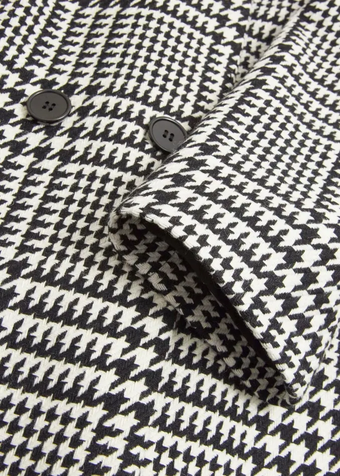 Women Yvette Wool Blend Check Coat Black Ivory Hobbs Coats and Jackets