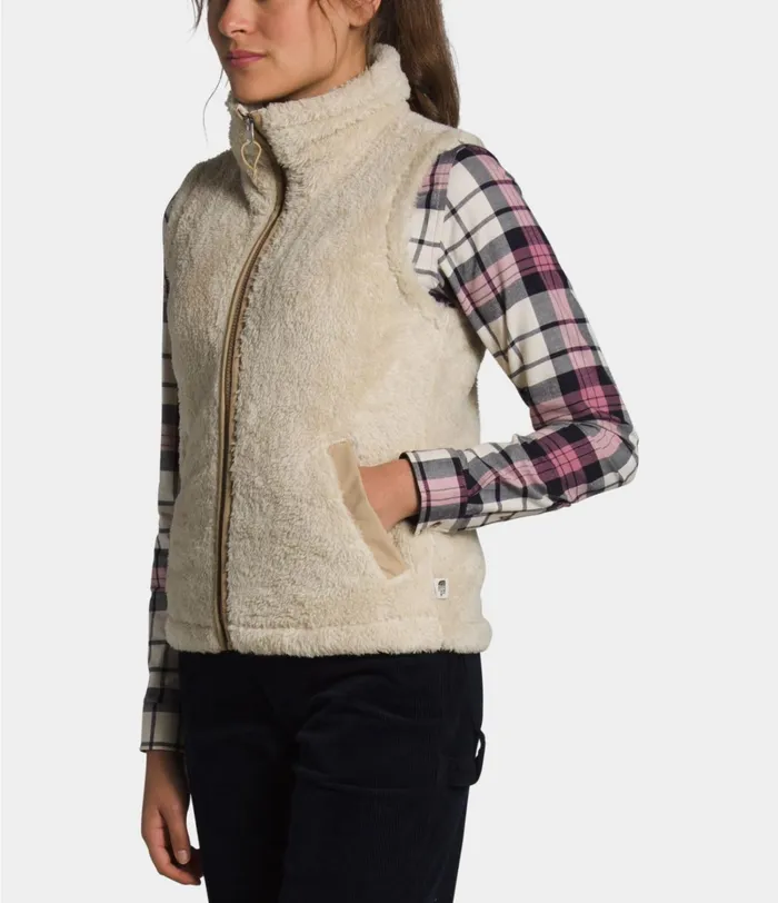 Womens The North Face Fleece Furry Fleece Vest Bleached Sandhawthorne Khaki