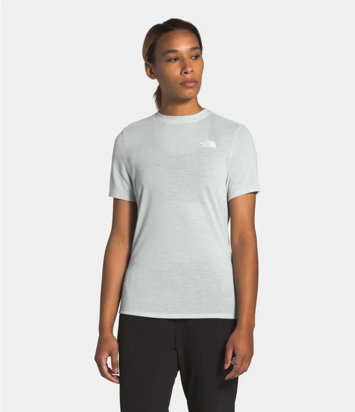 Womens The North Face TShirts Active Trail Wool SS Tin Grey Heather