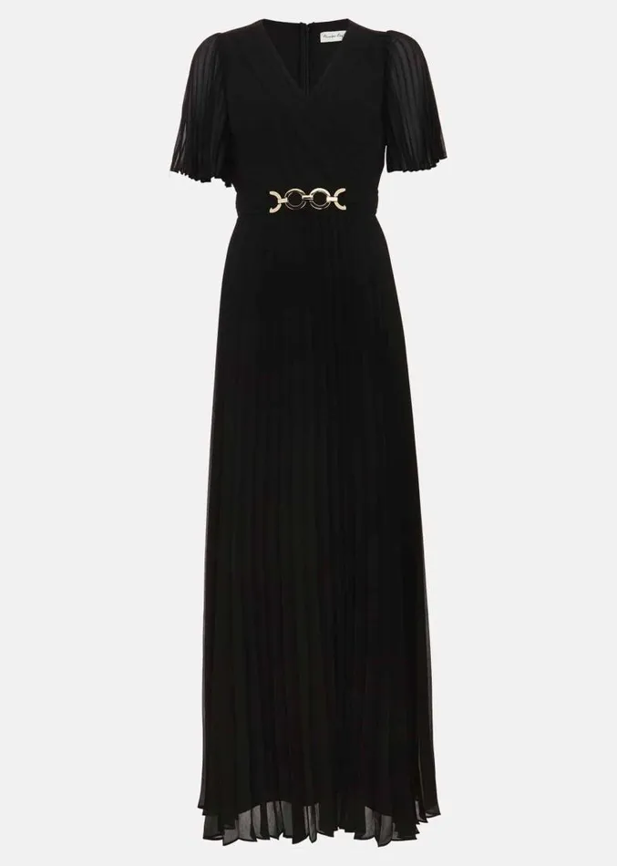 Yasmina Pleated Maxi Dress Black Women Phase Eight Dresses