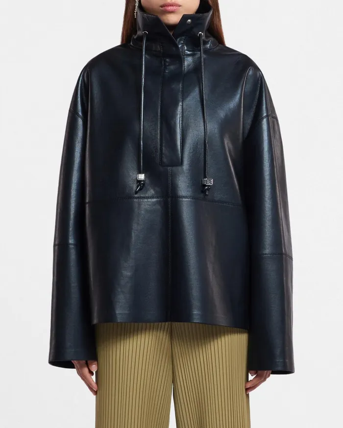 Yvette Regenerated Leather Jacket Black Women Nanushka Jackets and Blazers